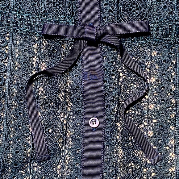 Carlisle Collection Lace Dress &  Slip Dress Set, Button Up, Deep Teal, GORGEOUS - Picture 13 of 16